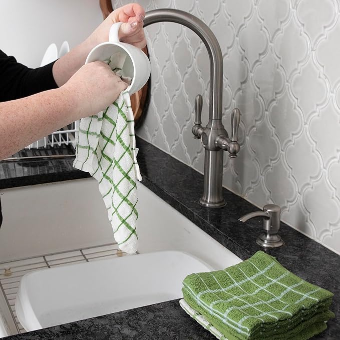 Ritz Terry Check Dish Cloth Set: Highly Absorbent & Super Soft