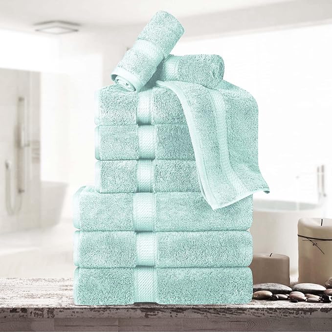Superior Egyptian Cotton Pile 9 Piece Towel Set, Includes 3 Bath, 3 Hand