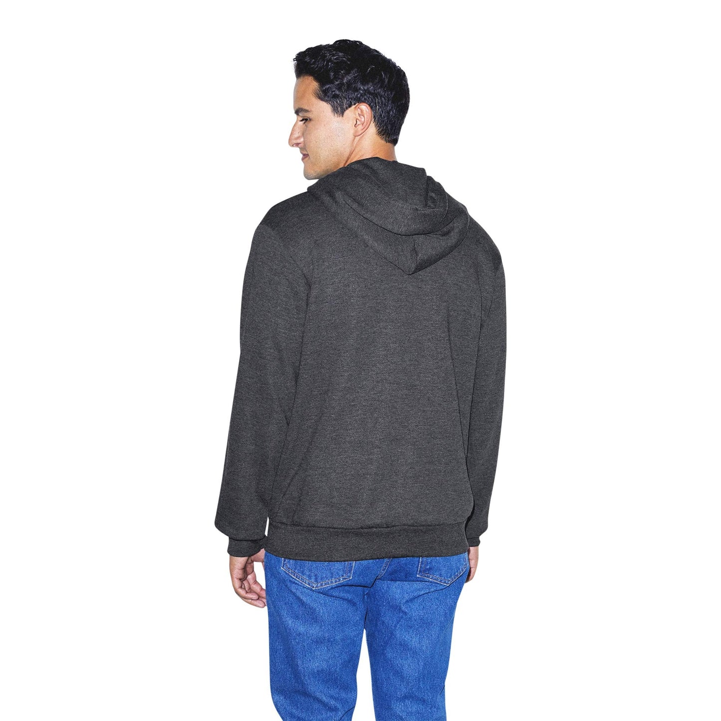 American Apparel Men's Flex Fleece Long Sleeve Zip Hoodie, Dark Heather Grey, Small