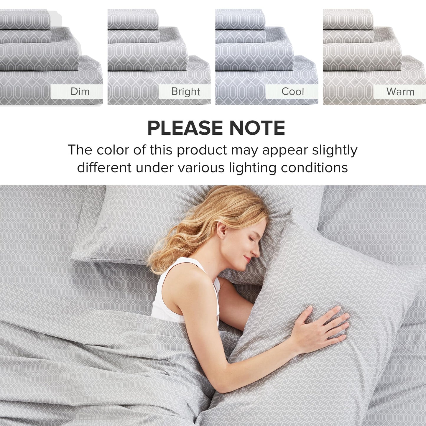 Comfort Spaces 100% Cotton Sheet Set Breathable, Lightweight, Soft with 14" Elastic Pocket Fits up to 16" Mattress, All Season Cozy Bedding, Matching Pillow Case, King Diamond Taupe 4 Piece