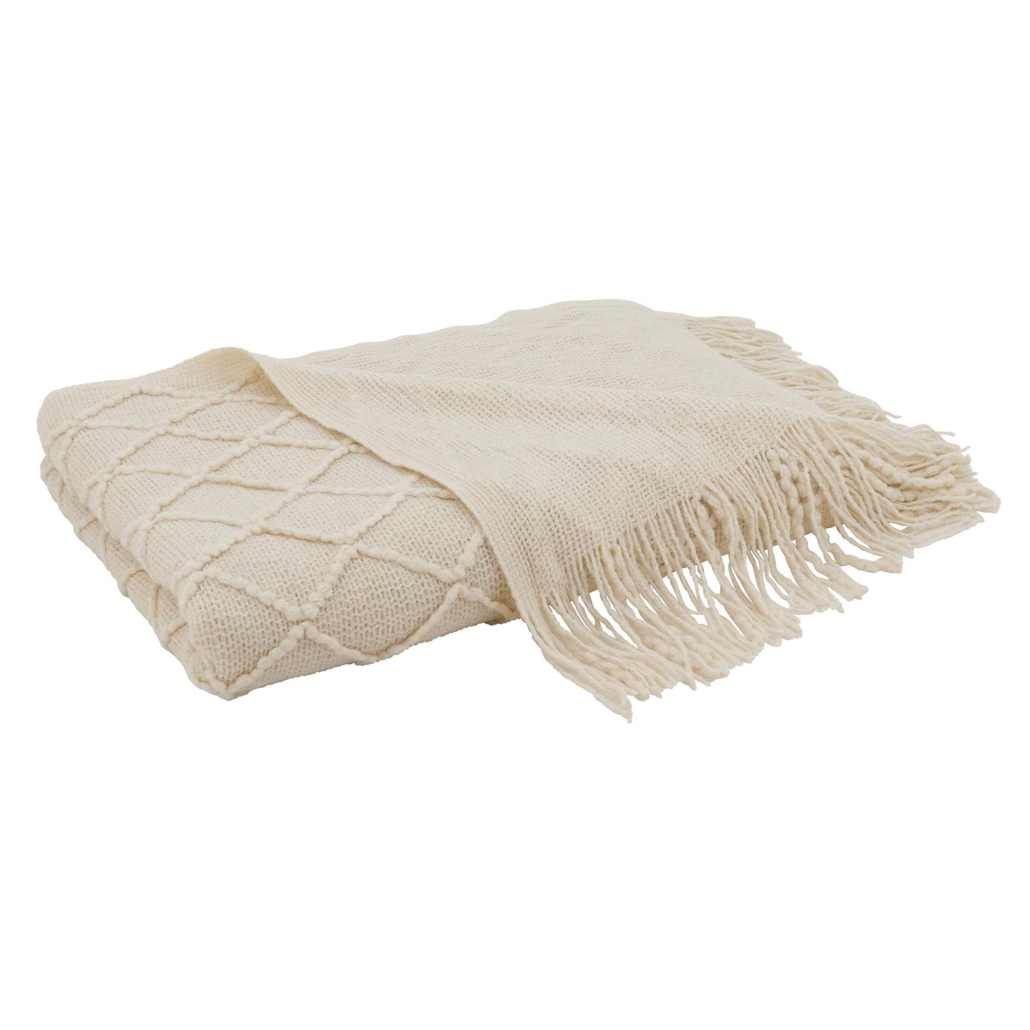 SARO LIFESTYLE Knitted Throw Blanket, Ivory, 50"x60" (TH401.I5060)