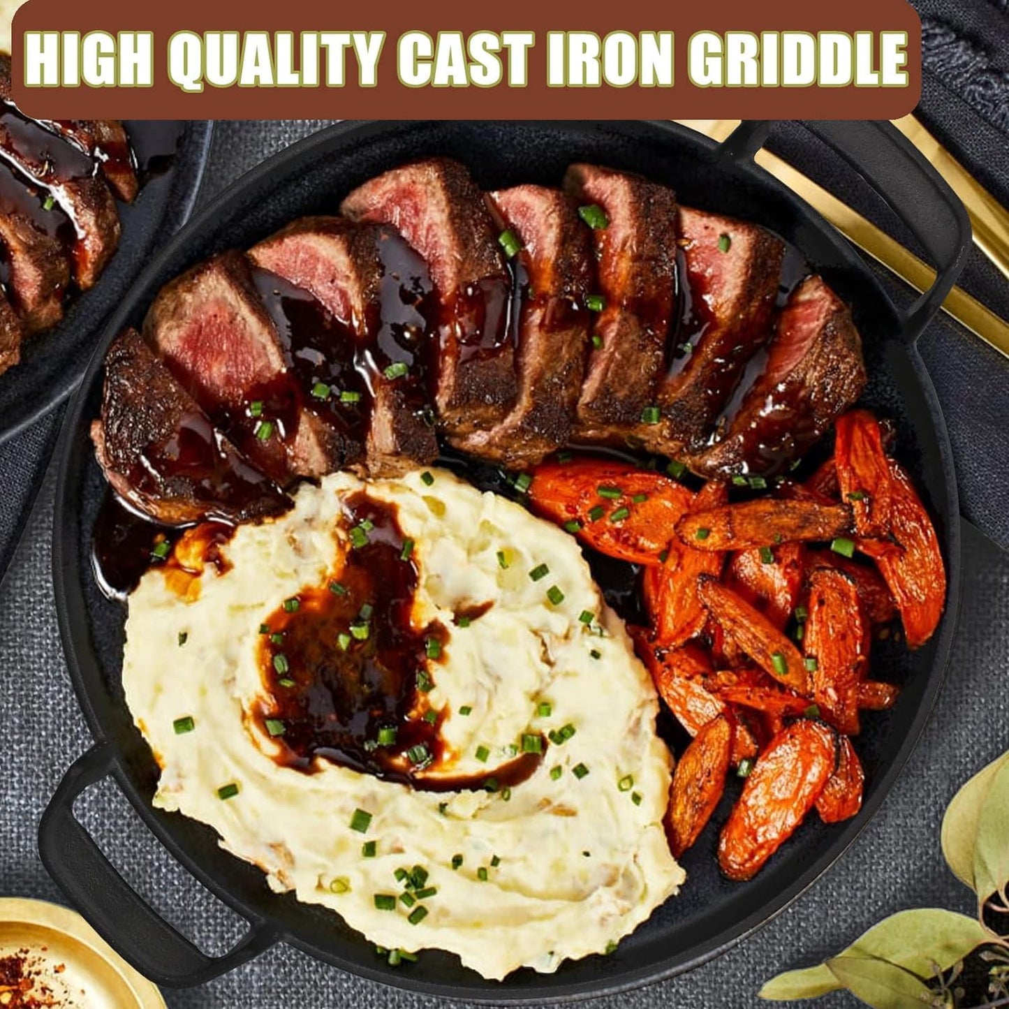Denmay 7421 30.9cm Round Cast Iron Grill Plate for Weber 57cm Charcoal Grills, Weber Gourmet BBQ System Porcelain-Enameled Cast-Iron Griddle Spare Parts for Weber One-Touch Charcoal Grill