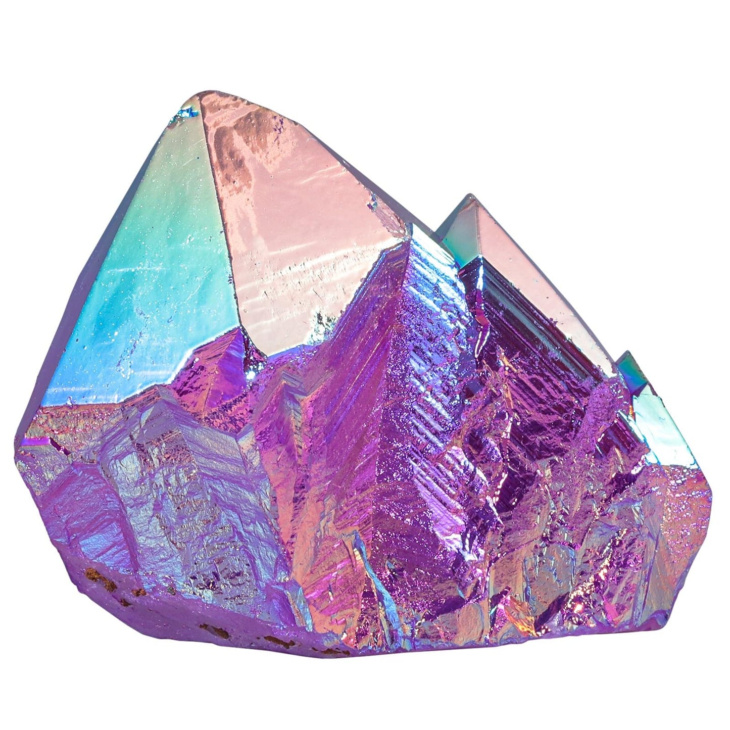 Sportmusies Titanium Coated Rock Crystal Cluster Mineral Specimen Home Decoration, Irregular-Shaped Reiki Healing Stone for Spiritual Yoga Meditation, Purple