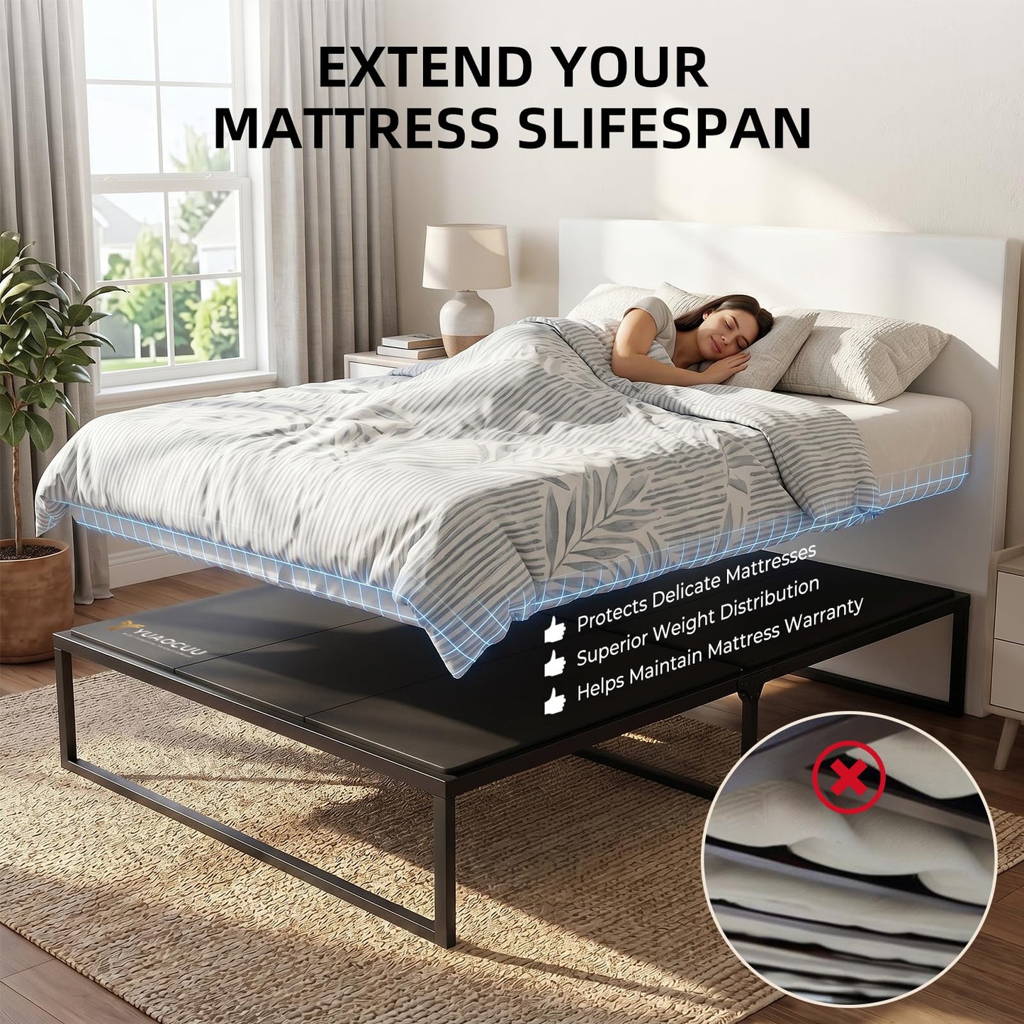 Bunkie Board King Size (76x80")-Heavy Duty Anti-Sag Low Profile Mattress Support, Breathable Noise Minimizing & Moisture Resistant Non-Slip Foundation for Platform Beds, Slatted Frames & Box Springs