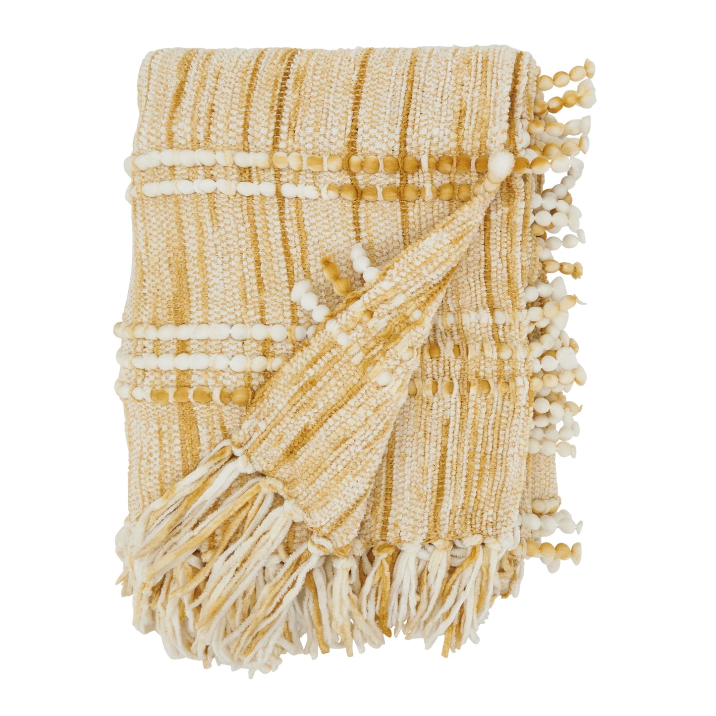 SARO LIFESTYLE Rustic Fringed Striped Throw