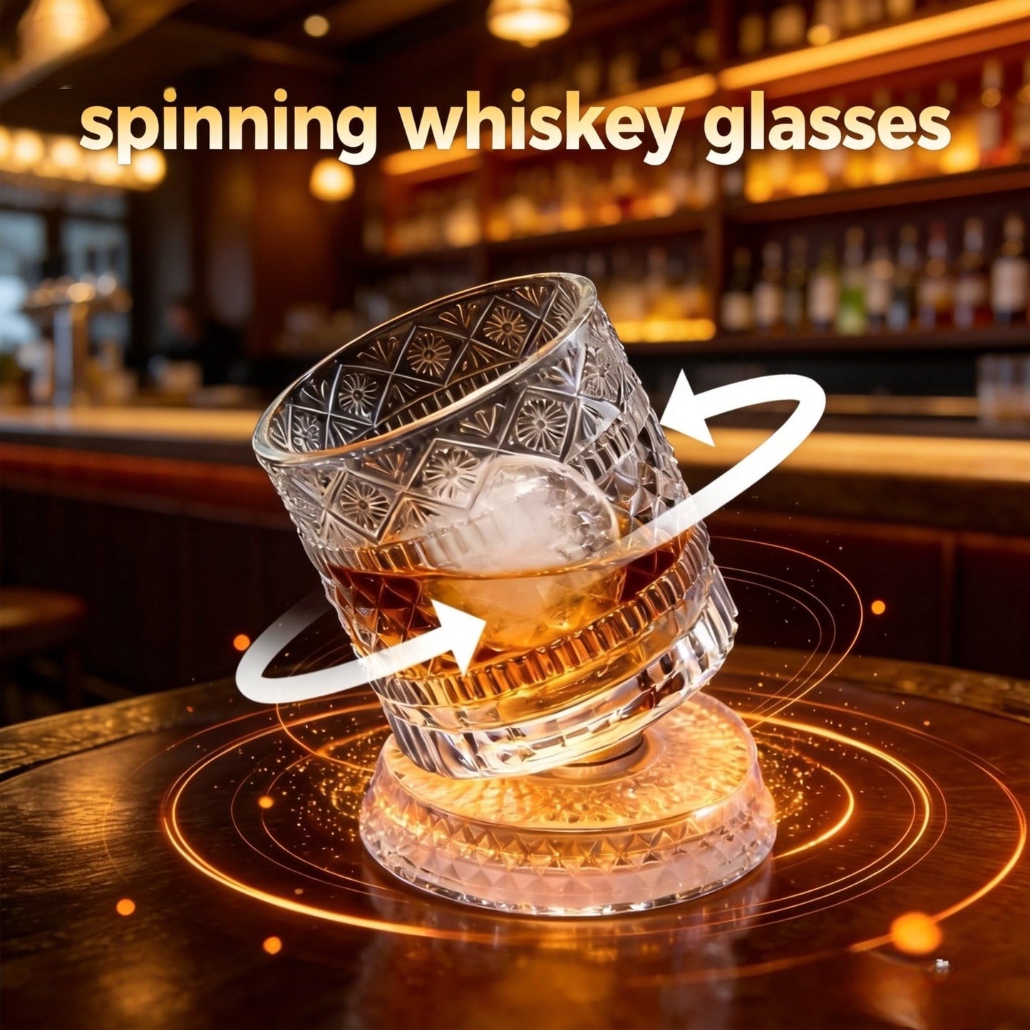 ZFMF Whiskey Glass 360-Degree Rotating Base Classic Cocktail Glass, Suitable For Bourbon And Scotch Whiskey, Tilt-Proof Stress Relief Barware, Ideal Gift For Men, Fathers, Husbands, And Grandfathers