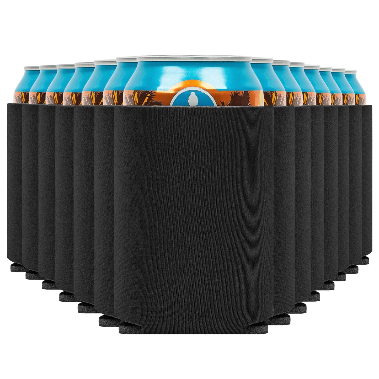 Blank Beer Can Coolers Sleeves (14-Pack) Soft Insulated Beer Can Cooler Sleeves - HTV Friendly Plain Black Can Sleeves for Soda, Beer & Water Bottles - Blanks for Vinyl Projects Wedding Favors & Gifts