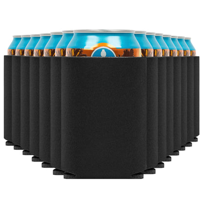 Blank Beer Can Coolers Sleeves (14-Pack) Soft Insulated Beer Can Cooler Sleeves - HTV Friendly Plain Black Can Sleeves for Soda, Beer & Water Bottles - Blanks for Vinyl Projects Wedding Favors & Gifts