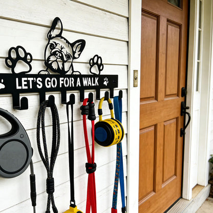 Zckjnoi French Bulldog Leash Holder for Wall, Entryway Key Rack, Wall Key Holder & Key Hanger, Black Dog Leash Hooks for Front Door, French Bulldog Decor Accessories Gift, Dog Storage