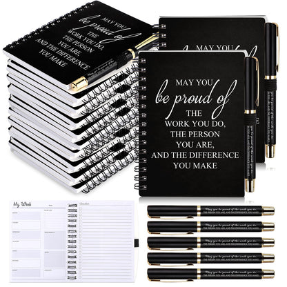 Tellingyou 20 Pcs/ 10 Set Employee Appreciation Gifts 2026-2027 Weekly Planners Journals A6 to Do List Bulk Notepads and Pens Thank You Gifts for Coworkers Teacher Staff (Black)