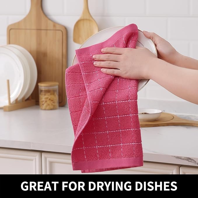 Homaxy 100% Cotton Terry Kitchen Dish Cloths, Ultra Soft and Absorbent Dish