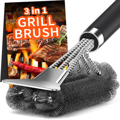 TNTOR Grill Brush, BBQ Cleaner Cleaning Brush with Stainless Steel Scraper, Bristles and Extra long Handle, BBQ Wire Brush for Charcoal Grill, Electric Grill, Gas Grill.