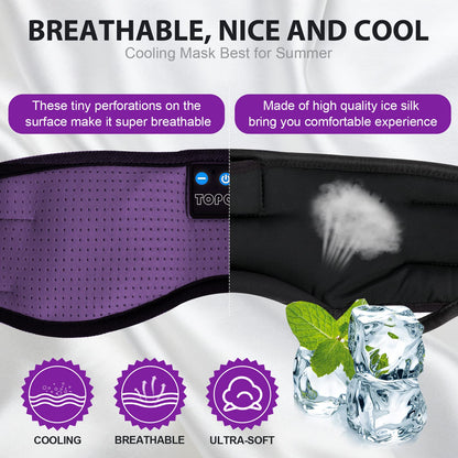 TOPOINT Sleep Mask with Bluetooth Headphones, Breathable Silk Eye Mask for Sleeping Men Women, Bluetooth Sleep Mask Blackout with Speakers, Microphone Handsfree, USB C for Travel Meditation Gifts