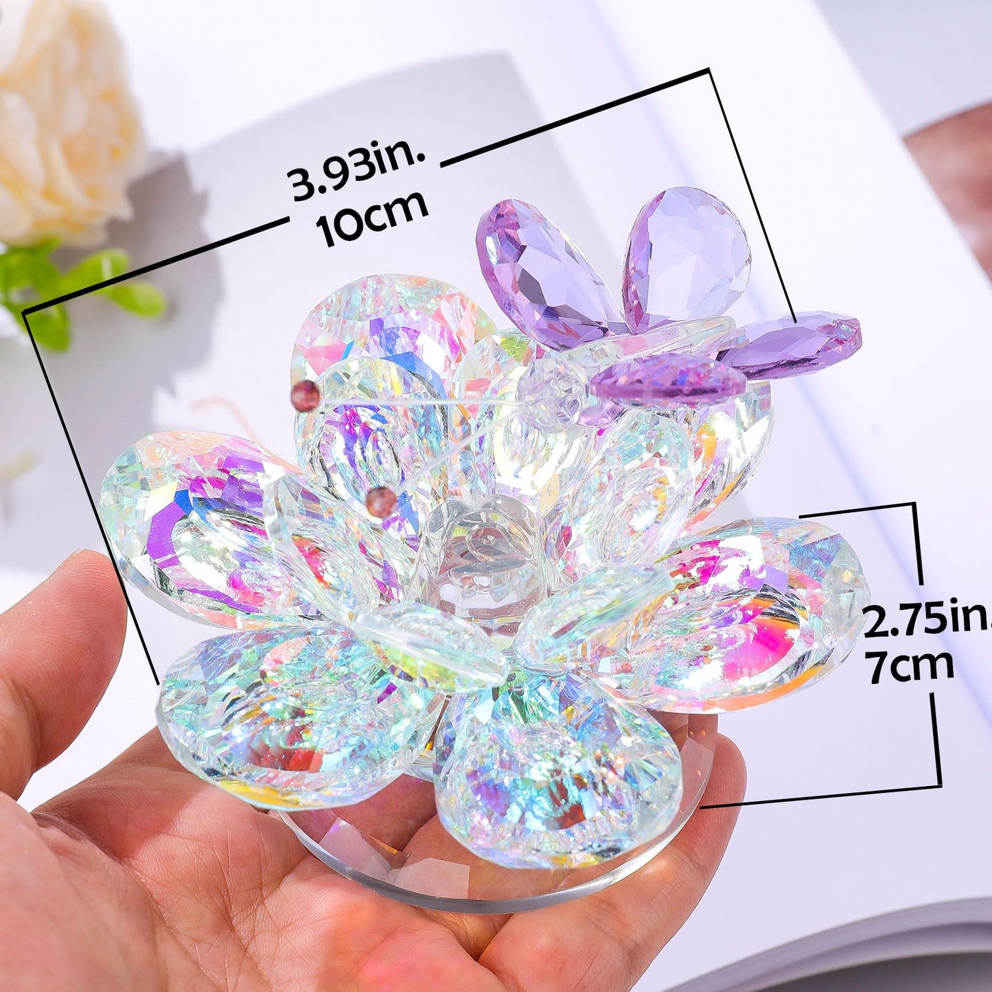 Movdyka Crystal Lotus Flower Decor Purple Butterfly Gifts for Women