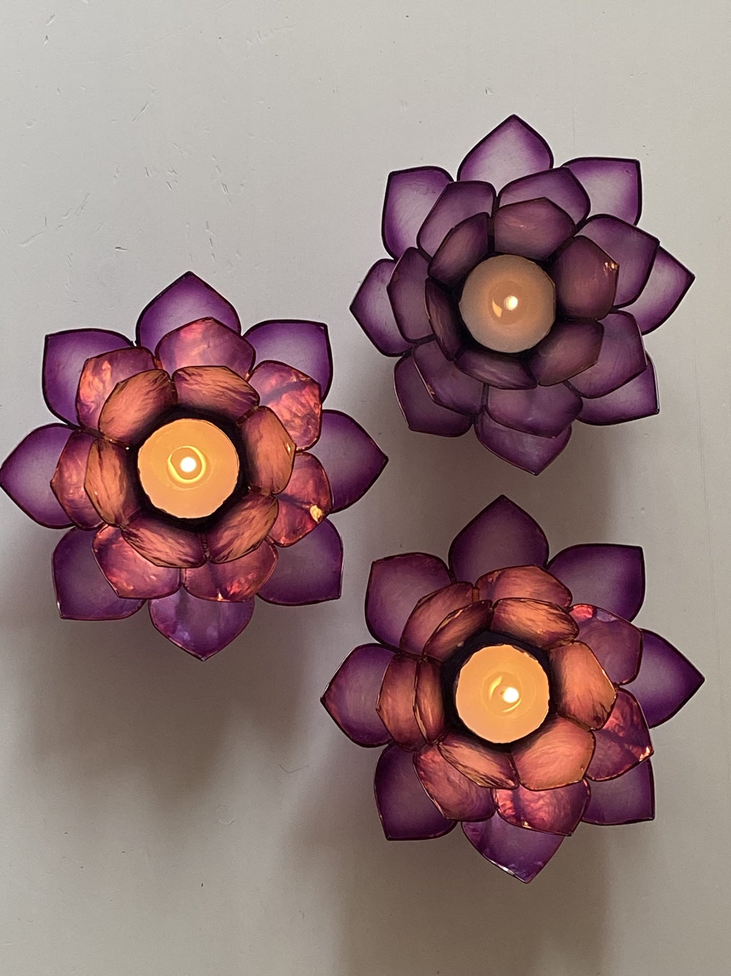 Om Gallery Capiz Shell Lotus Flower Decor Tealight Candle Holder for Serene Ambiance -Decorative Candle Holders for Meditation and Relaxation, Passion