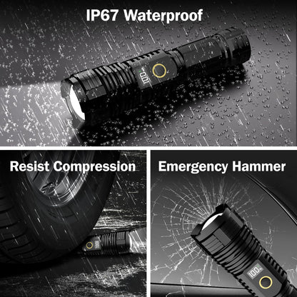 Flashlights High Lumens Rechargeable, 100,000LM LED Super Bright Flash Light, Zoomable Linternas with LCD Digital Display, 5 Mode, Waterproof, Powerful Tactical Flashlight for Emergencies Camping Gift
