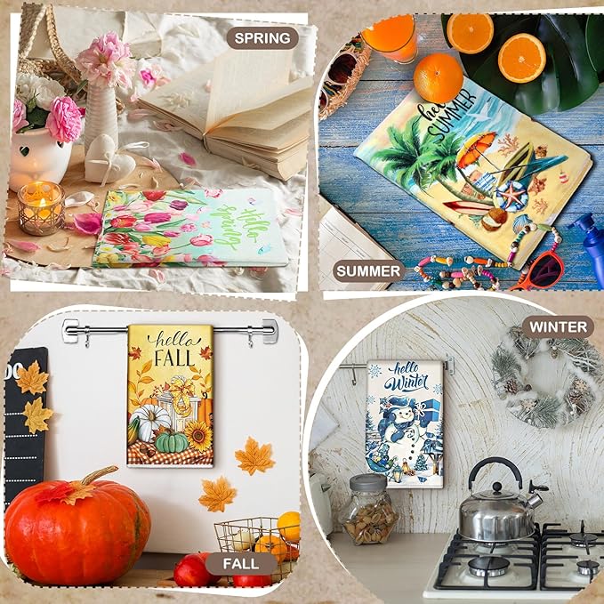 12 Pcs Seasonal Kitchen Towels Set