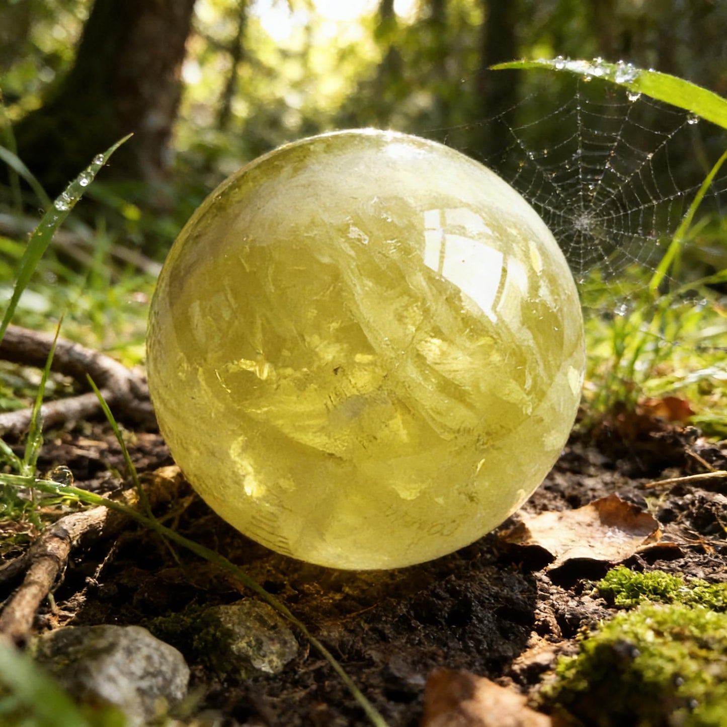 AierCrystal Natural Stone Crystal Sphere Feng Shui Home Decoration Ball Positive Energy Scrying Orb for Meditation Tool for Spiritual Space Purification Globe Diameter 5-6cm Citrine Sphere