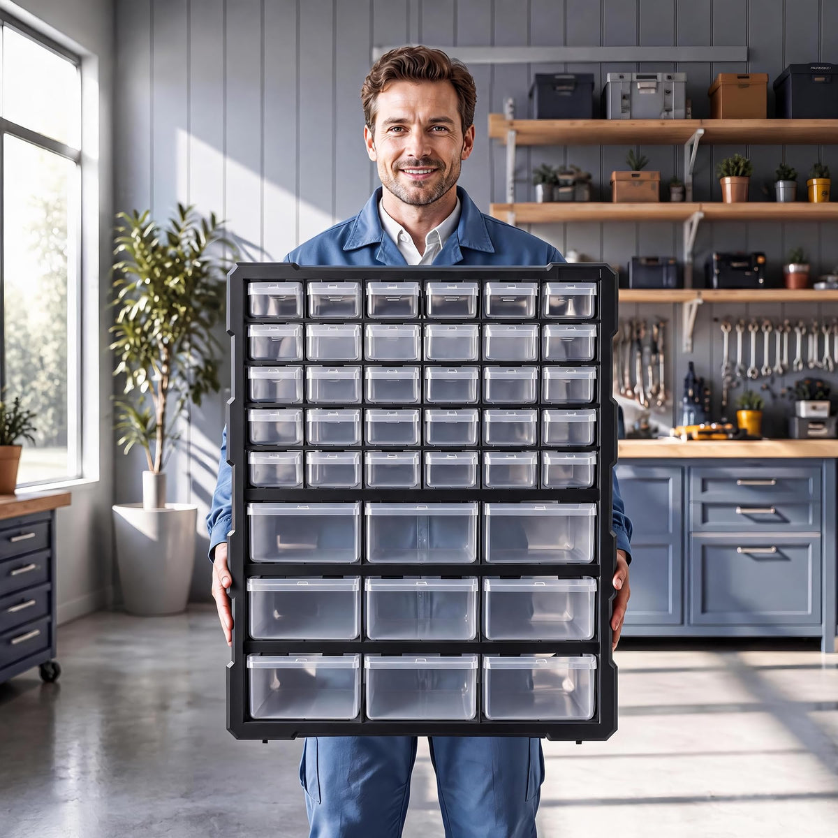 PurKeep 𝟔𝟐% 𝟎𝐅𝐅 Drawer Organizer for Garage Building Bricks Storage,Thicker Craft Organizers Storage with Dividers Labels for Hardware,Screws,Nuts Bolts,Teacher Toolbox,Charms, Beads,Craft