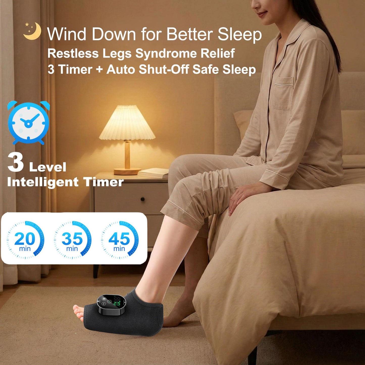 TOSOENPHY Foot Massager for Neuropathy Plantar Fasciitis Pain Relief, Cordless Heated Vibrating Cloud-Soft Ankle Wrap Feet Massage, Portable 2H Run Time, 6 Heats, 3 Modes, Auto-Off Timer,1 Pair