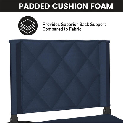Sheenive Stadium Seats for Bleachers with Back Support, Bleacher Seats with Backs and Cushion Wide, Padded Portable Folding Comfort Stadium Chair with Shoulder Strap,Perfect for Sport Events Navy Blue