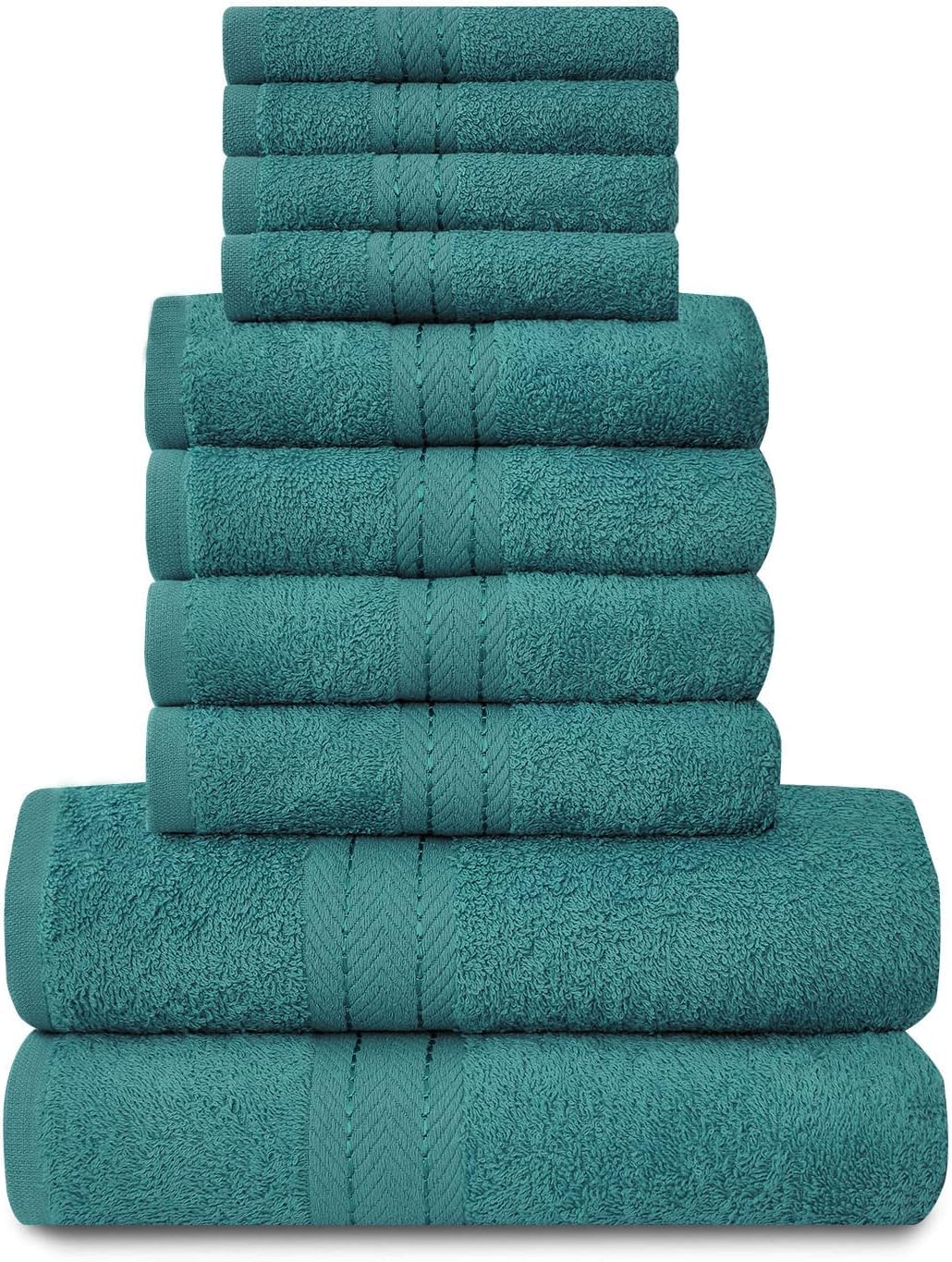 GC GAVENO CAVAILIA Towels Family Bale Set - 10 Piece 100% Egyptian Cotton, 4x Face 4x Hand 2x Bath Towel, Premium Quality Highly Water Absorbent Bathroom Accessories, Machine Washable, Teal