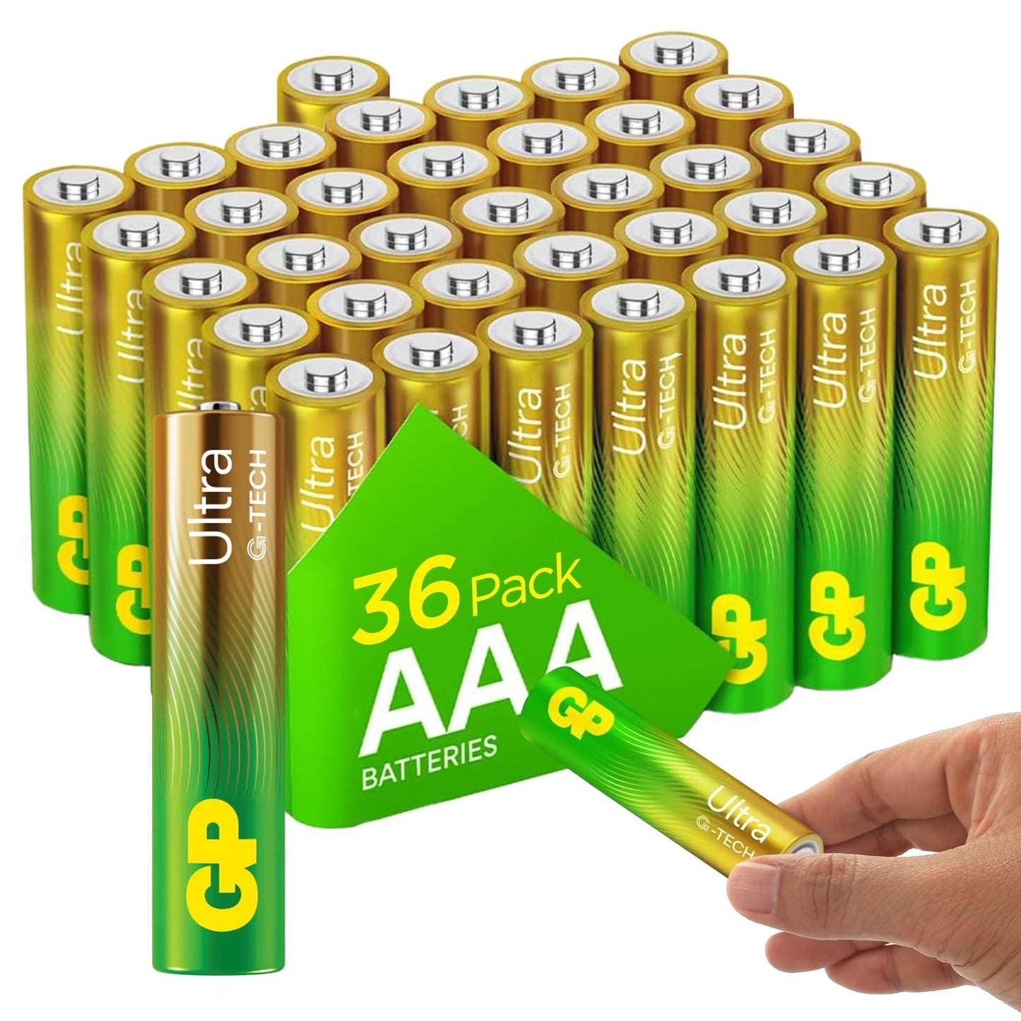Ultra Alkaline Triple A Batteries, Long Lasting Power - Ideal for Camera, Alarm & Industrial Use - 10-Year Shelf Life - 36 Pack by GP AAA Batteries