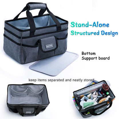 APOFFICE Art Supply Organizer Tote Bag – Craft Caddy with Handle, Utility Storage Tote with Multiple Pockets & Adjustable Divider for Sewing, Scrapbooking, School, Office, Medical Supplies