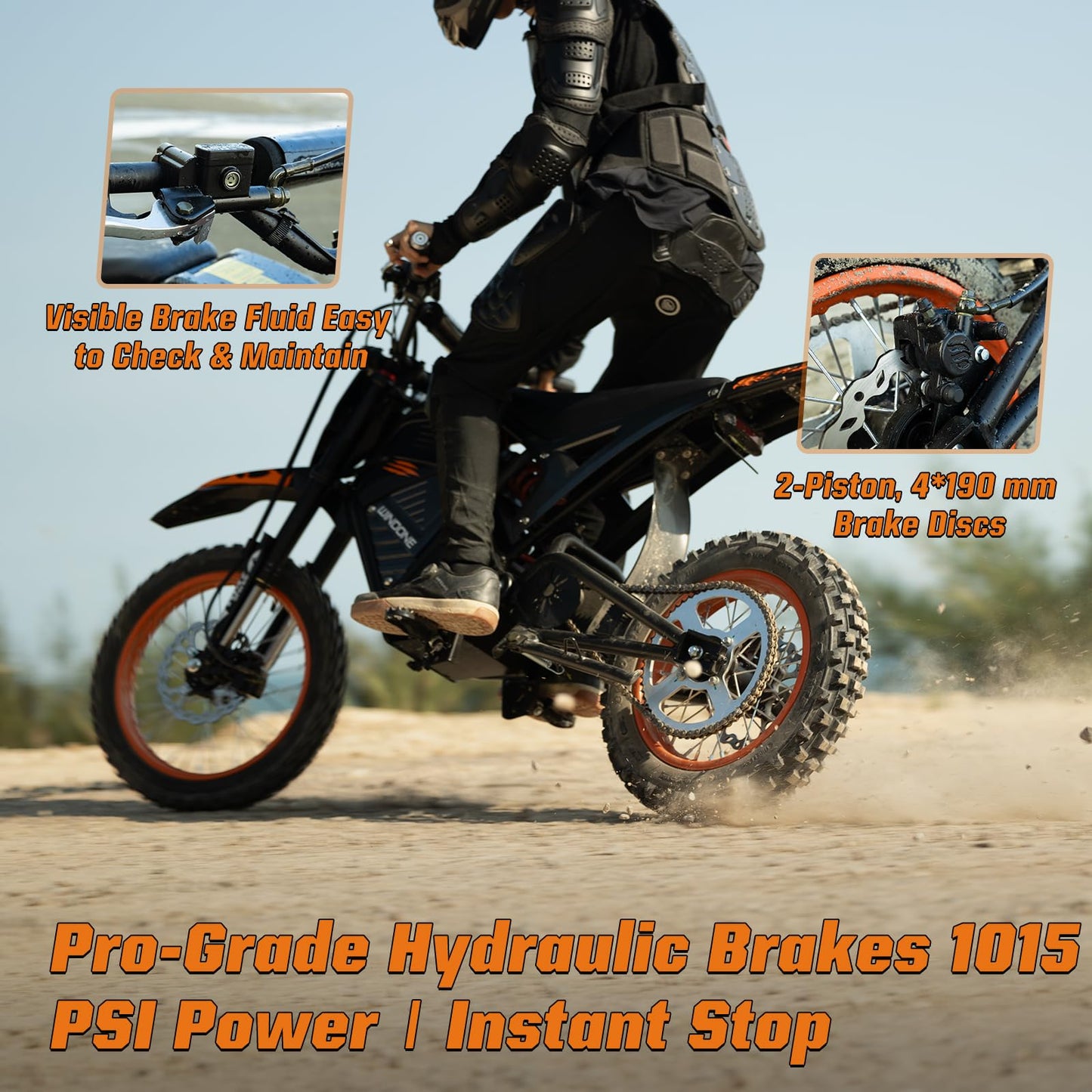WindoneRide RM7 Electric Dirt Bike for Adults & Teens, 2200W Peak Ebike, 48V 22.5Ah, 37 MPH, 45 Miles, 14"/12" Tire Off-Road Electric Motorcycle, Dual Hydraulic Brakes, Fit Age 13+,Obsidian Black