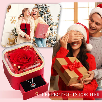 Beferr Valentines Day Gifts for Her Preserved Real Rose with Necklace Eternal Roses Forever Flowers for Delivery Prime Mothers Anniversary Birthday Gifts for Women Mom Grandma Wife Daughter Girlfriend