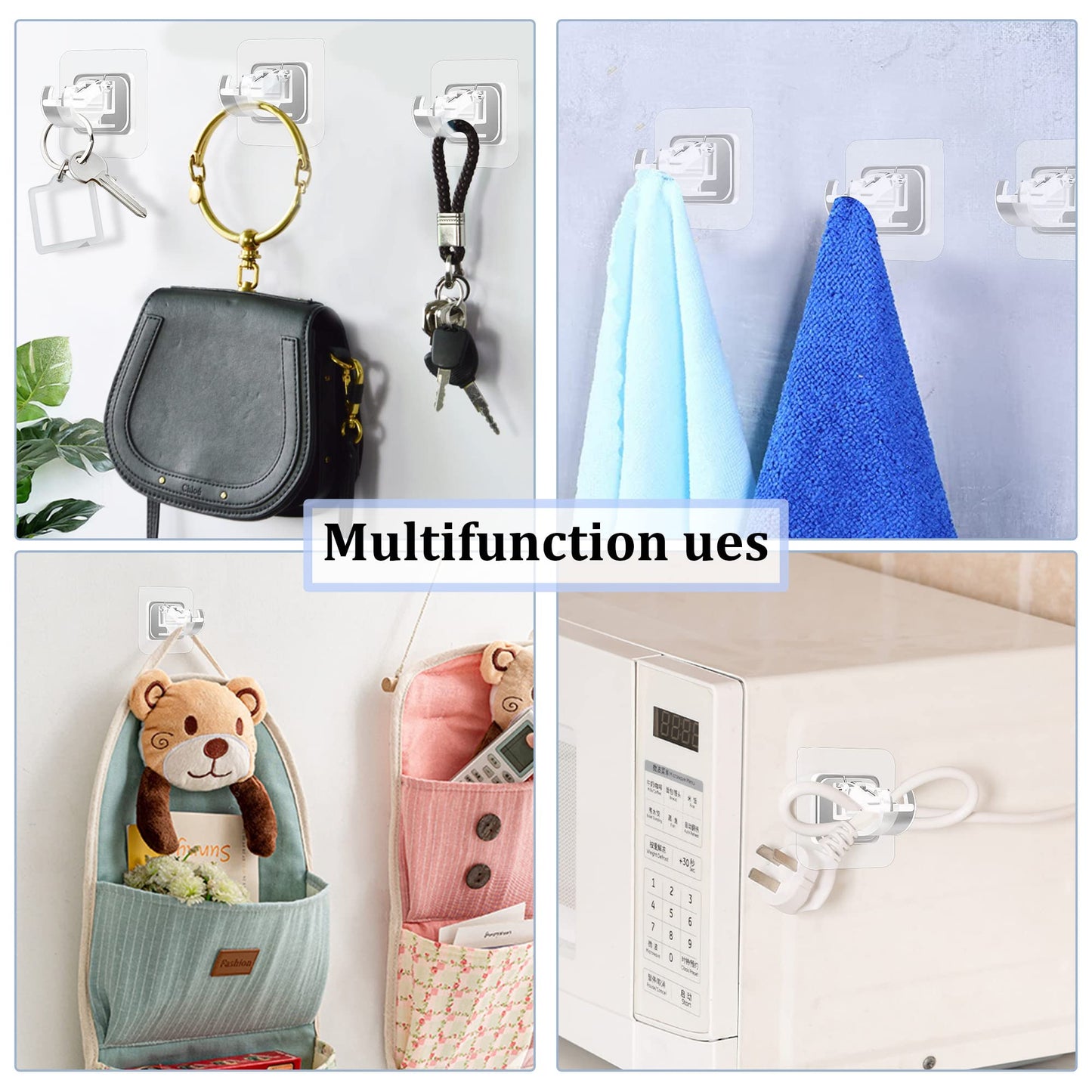 8PCS No Drill Curtain Rod Brackets No Drilling Self Adhesive Curtain Rod Holder Hooks Nail Free Adjustable Curtain Rod Hooks Curtain Hangers for Bathroom Kitchen Home Bathroom and Hotel (Transparent)