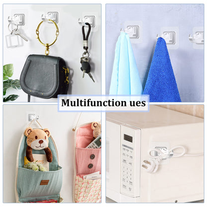 8PCS No Drill Curtain Rod Brackets No Drilling Self Adhesive Curtain Rod Holder Hooks Nail Free Adjustable Curtain Rod Hooks Curtain Hangers for Bathroom Kitchen Home Bathroom and Hotel (Transparent)