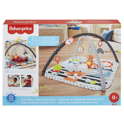 Fisher-Price Glow & Grow Gym Baby Play Mat, Baby Gym Play Mat for Newborn to 3 Year Old with Light Up Musical Otter, Toys and Comfy Baby Mats for Floor Play, Playmats & Floor Gyms Baby Toys, HBP41