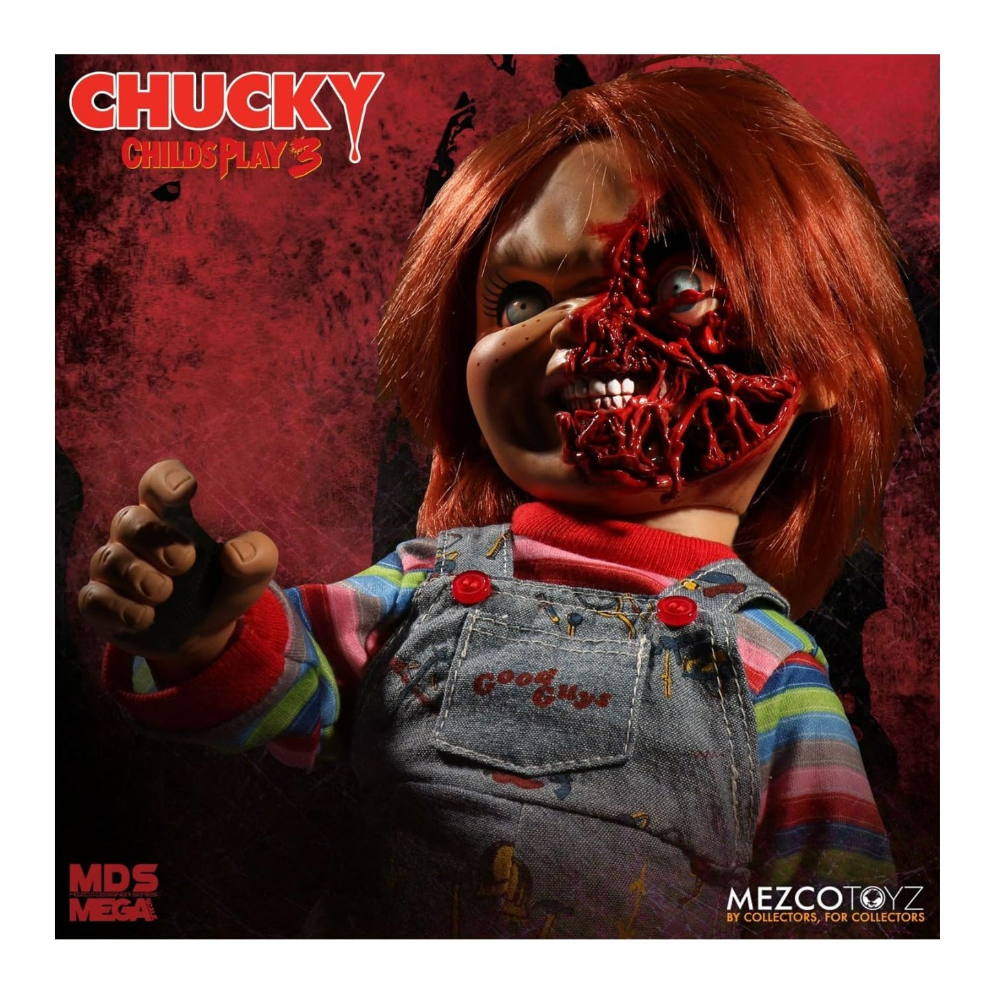 Mezco Toyz Designer Series Child's Play 3 Talking Pizza Face Chucky 15-Inch Mega Action Figure with Voice