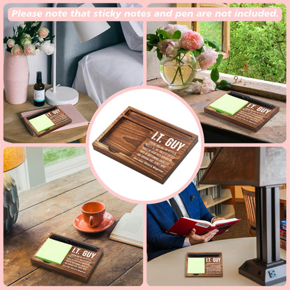Funny I.T. Guy Sticky Note Holder Wooden Notepad & Pen Holder 6.5" x 4.7" IT Tech Sticky Note Pad Holder Dispenser for Desk I.T. Guy Definition for Tech Support Work Appreciation Gifts, NPA243