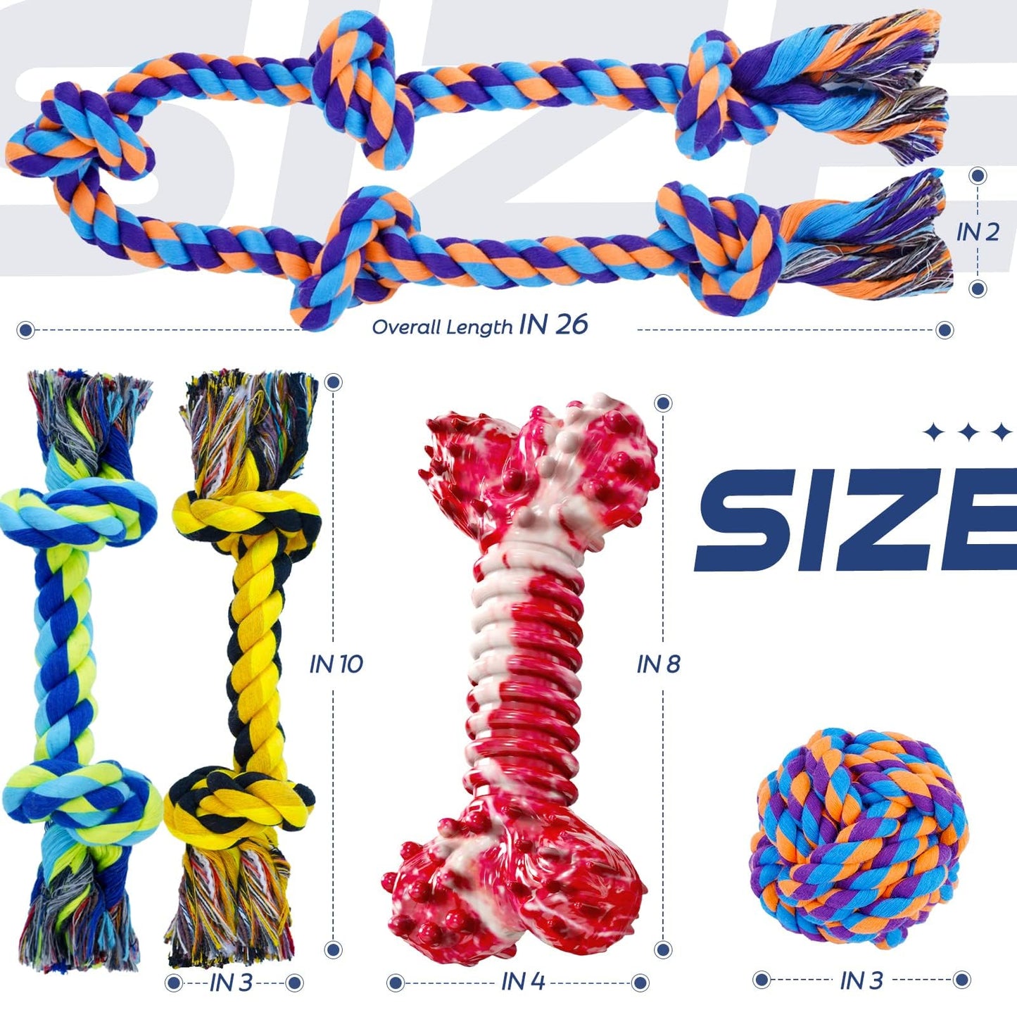 Dog Chew Toys for Aggressive Chewers, XL Dog Toys for Large Dogs, 5 Pack Indestructible Dog Toys for Aggressive Chewers, Cotton Dog Rope Toys, Tough Dog Bones for Aggressive Chewers Large Breed