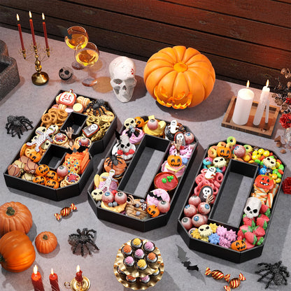 Paready Halloween Charcuterie Letters Boo, 13.78" Fillable Foam Cardboards Boo Black Charcuterie Tray Box for Candy, Treats, Snack, Cupcakes Container for Horror Halloween Party Decorations