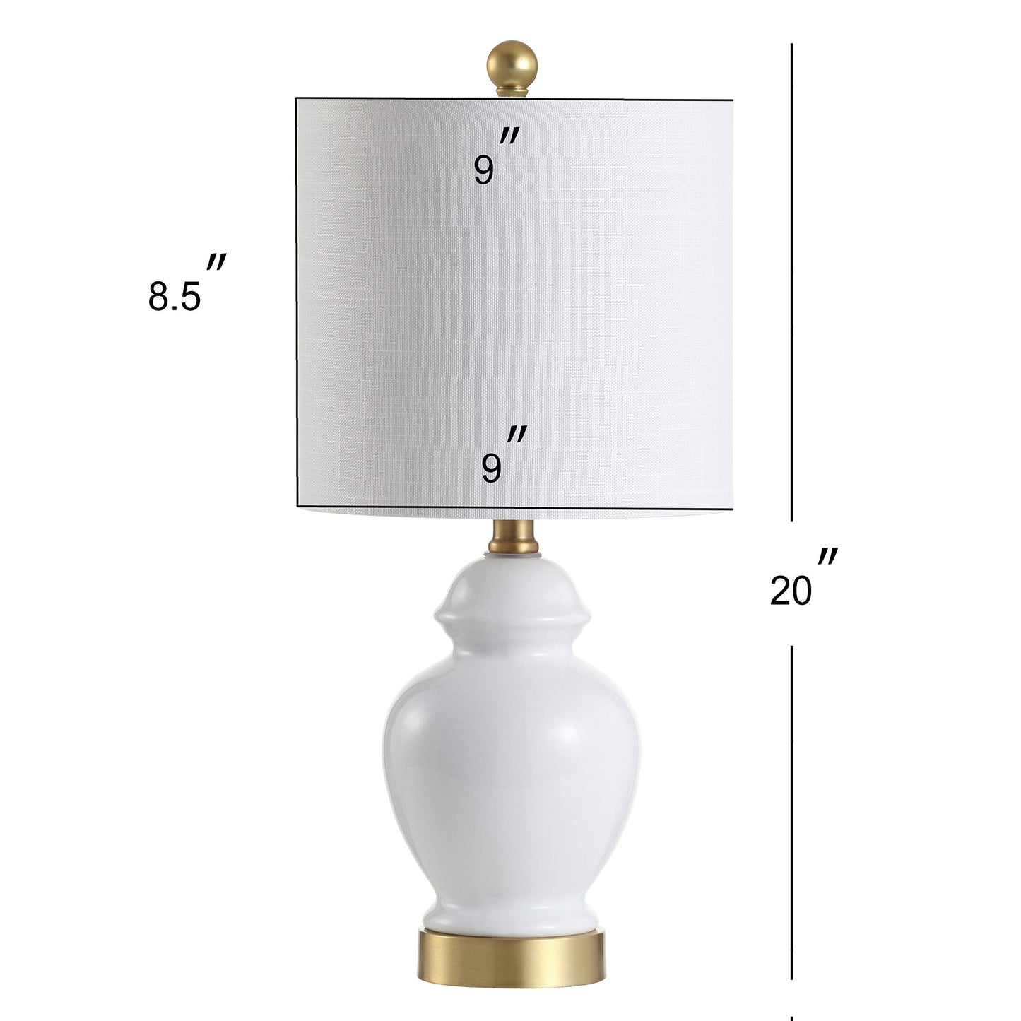 JONATHAN Y 20" White Textured Ceramic and Brass Gold Table Lamp, Glam Bedside Nightstand Lamp for Living Room Bedroom, White Linen Shade, LED Bulb Included JYL1035A