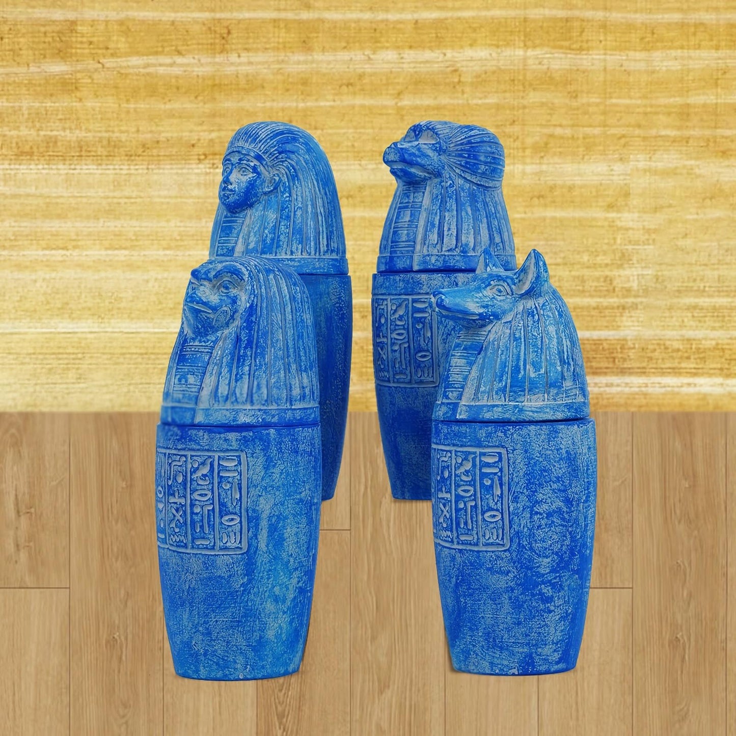 Will Art Museum 4pcs Ancient Egyptian Gods Canopic Jar Statue Resin Four Sons of Horus Egyptian Statue Ornaments Hand Painted Egypt Collectible Decor Sculpture Replica