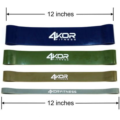 Extra Thick Exercise Resistance Bands - Set of 4 Loop Bands by 4KOR Fitness (15 to 60 lbs)