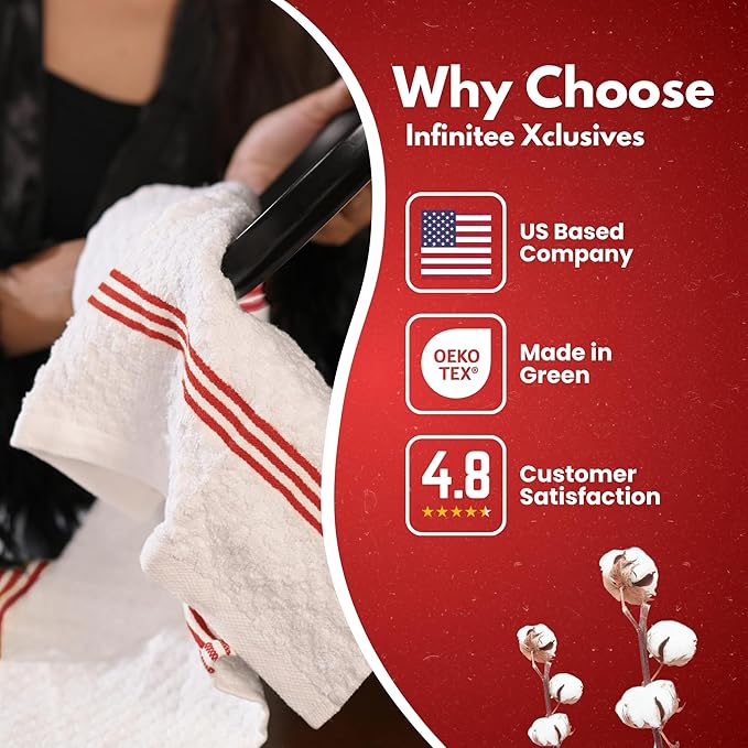 Infinitee Xclusives Premium Kitchen Towels – Pack of 3, 100% Cotton |15 x 25|