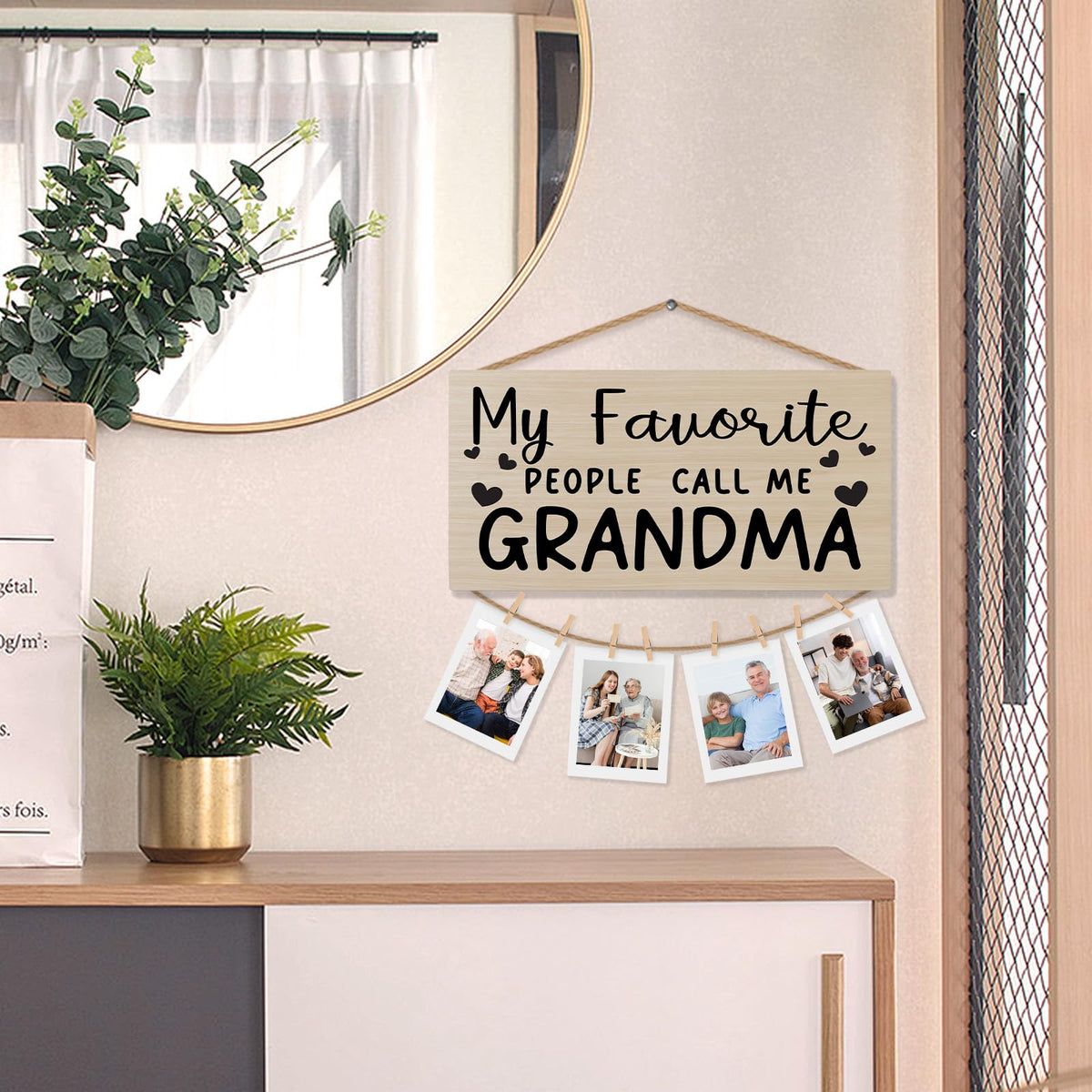 shiviody Grandma Picture Frame Photo Holder for Wall, Best Grandma Gifts for Christmas Birthday from Grandkids Granddaughters, Grandmother Gifts Photo Hanging Display Picture Board for Wall Decor