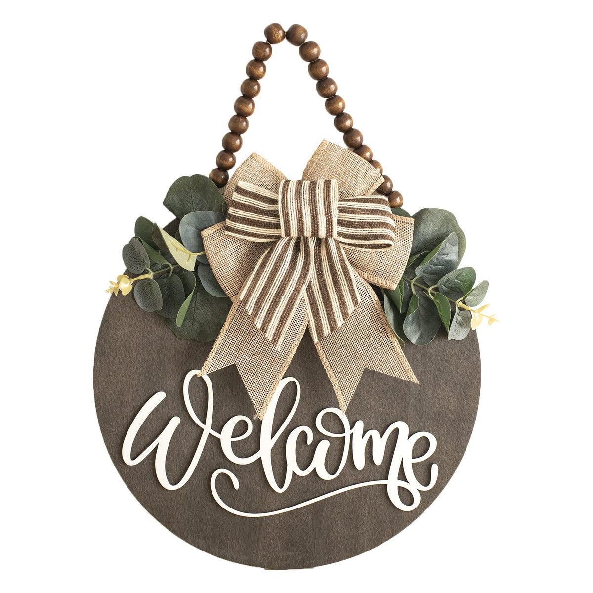 Welcome Sign for Front Door 12 in Wreath Decorations for All Seasons Brown