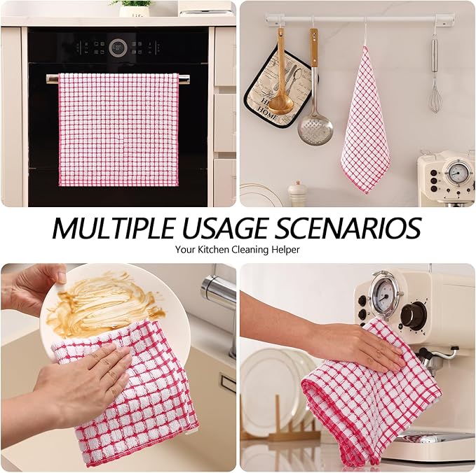 Homaxy Kitchen Towels and Dishcloths Set, 16 x 25 and 12 x 12 Inches, Super