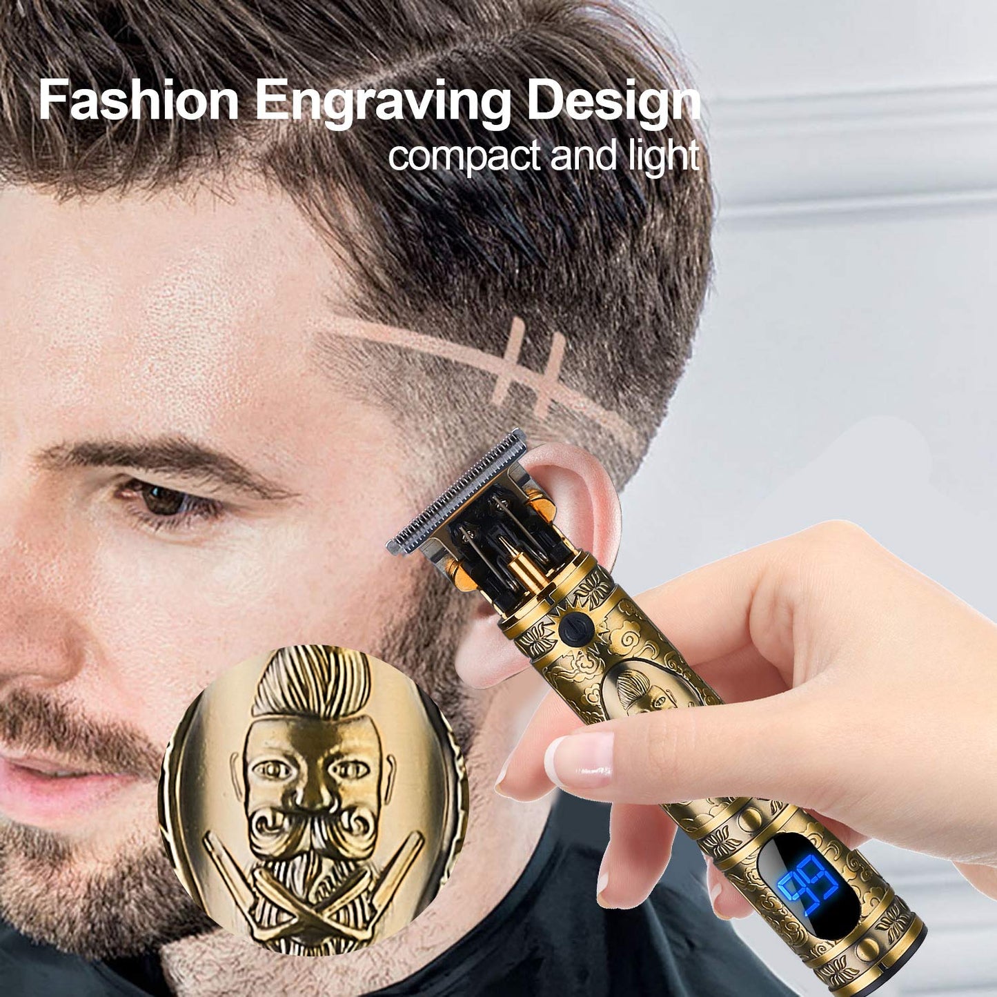 Suttik Hair Clippers for Men, Beard Trimmer, Zero Gapped T-Blade for Hair Cutting, Cordless Trimmers Professional Barber, Liners Clipper Haircut