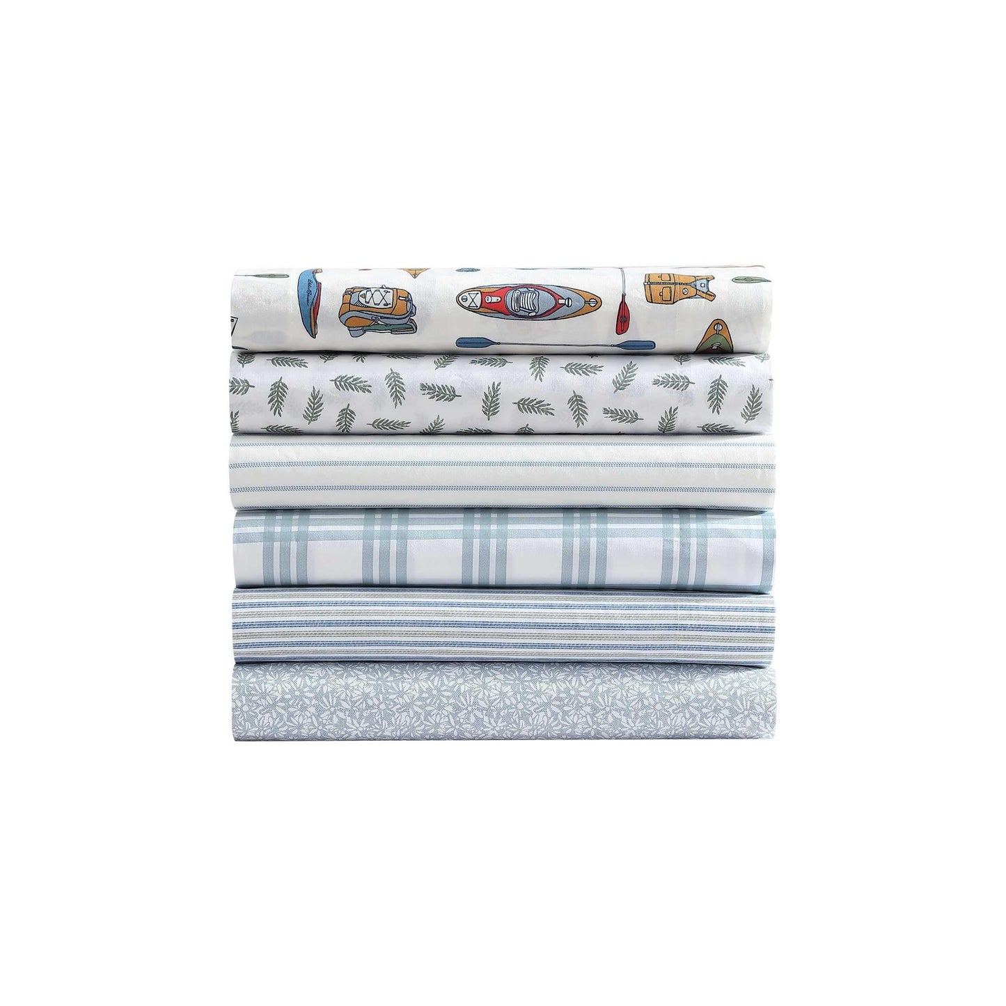 Eddie Bauer - Twin Sheet Set, Cotton Percale Bed Sheets, Crisp & Cool, Ideal Dorm Essentials (Laurel Leaves, Twin)