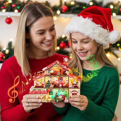Yinqing Christmas Cards, Light and 3 Music Merry Christmas Card, 3D Pop Up Xmas Greeting Card for Women Men Kids Husband Wife Mom Dad Daughter