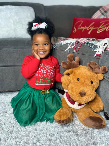 Unique Baby Girls Reindeer is My Bestie Christmas Tutu Dress (6) Red