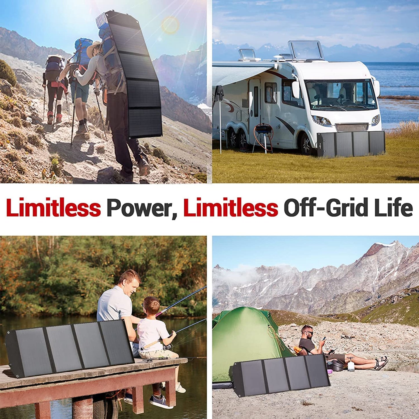 ROCKPALS SP003 100W Portable Solar Panel for Solar Generator and USB Devices, Compatible with Jackery/EF/Bluetti/Anker/Goal Zero Power Station, Foldable Solar Panel Charger for Outdoor Camping Travel