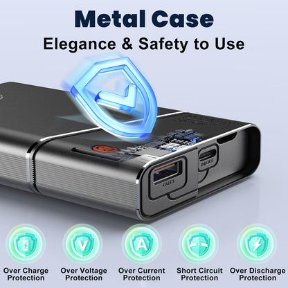 Portable Charger Power Bank, 10000mAh 22.5W PD Super Fast Charging Powerbank with Built-in USB C in&Out Cable, Slim External Phone Battery Pack for iPhone 17/16/15 iPad Samsung S24 Android etc